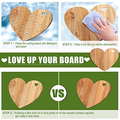 Tabla de cortar en forma de corazón de madera de acacia miniatura 5
