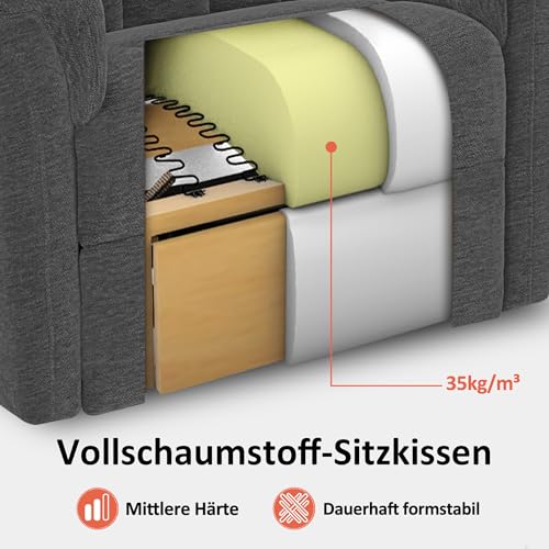 M MCombo Fernsehsessel mit Aufstehhilfe Elektrisch, Sessel mit Aufstehhilfe, Relaxsessel mit Liegefunktion bis 145°35D Vollschaum-Sitzkissen 7117 (Chenille, Grau) – Bild 7