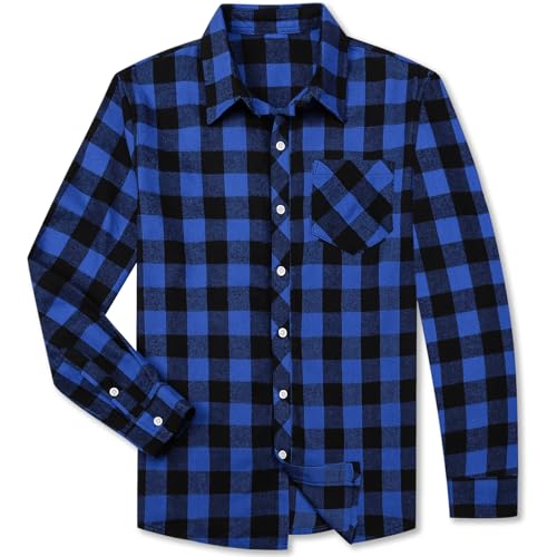 Image of Betusline Boy and Men Button Down Plaid Shirt