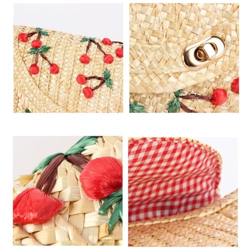 Straw Crossbody Purses for Women Summer Straw Purse Vacation Beach Shoulder Bags Envelope Woven Cherry Clutch Handbags3