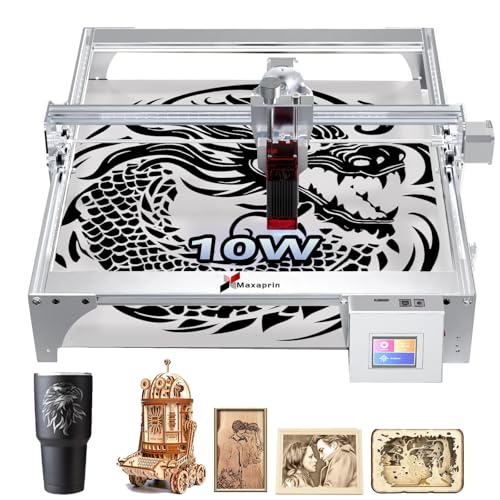 Maxaprin 10W Laser Engraving Machine,1022mW Output Power 70W DIY Laser Cutter,0.06mm Laser Spot 10000mm/min, Offline Usage CNC Laser Engravers for Wood Metal Cutting Engraving Machine