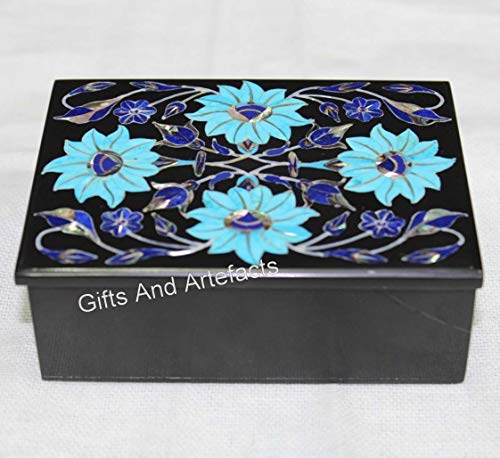 Boîte à bijoux marbre noir et incrustation turquoise, une idée cadeau d'exception