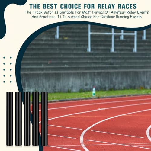 Zhehao 5 Pcs Track Batons for Relay Aluminum Running Field Race Batons for Students, Office, Clark, Outdoor (Black) - Thumbnail 5
