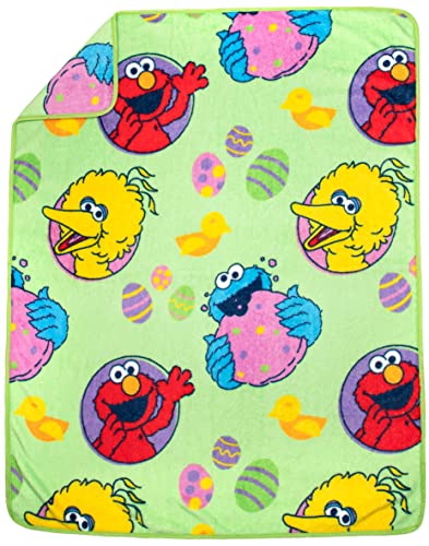 Jay Franco Sesame Street Easter Elmo And Friends Nogginz Set - 40 X 50 Inch Blanket & Pillow, Kids Super Soft 2 Piece Nogginz Set Featuring Cookie Monster & Big Bird #TOP2