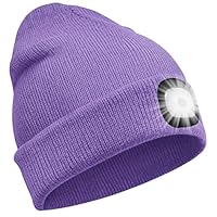 SPGOOD LED Beanie Beleuchtete Mütze mit Licht,Wiederaufladbare Winter Warm LED Haube mit Lampe für Angeln,Jogger,Camping,Laufen,Geschenke für Männer Frauen(Taro Lila)