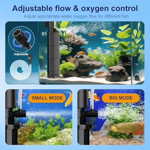 Dawnmarine Aquarium Filter U-V For 50-150 Gallon, 4 In 1 Fish Tank Filter W/ 5W U-V Light Green Clean Machine Submersible Powerful Pump Internal Filter For Turtle Tank Saltwater Freshwater Crystal Clear thumb #3