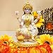 alikiki Indian Goddess Meditation Lakshmi Figurine - 5.7”H Marble Look Murti Laxmi Idol Statue for Home Office Temple Mandir Pooja Item Puja Decor Diwali Gifts Indian Spiritual Decor Gift