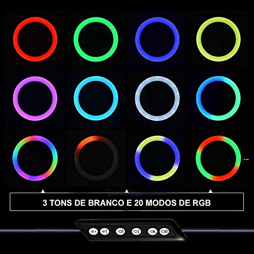 Iluminador Ring Light 30 cm RGB Tripé + Suporte Popsocket CBRN15436