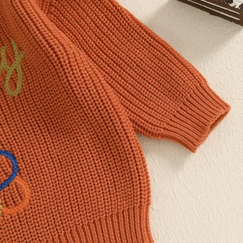 Thanksgiving Baby Girl Boy Outfit Newborn Toddler Little Turkey Oversized Knit Sweater Chunky Pullover Sweaters4