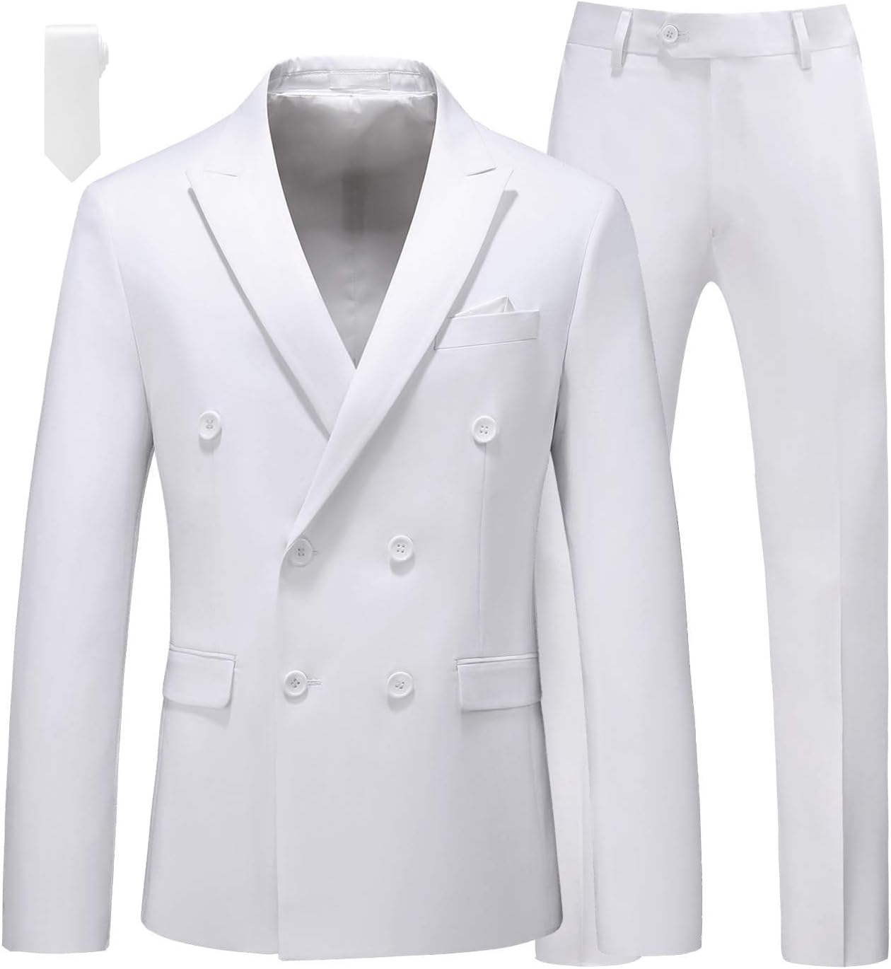 Suits for Men, 2 Piece Slim Fit Suit with Double Breasted Blazer and Tuxedo Pants
