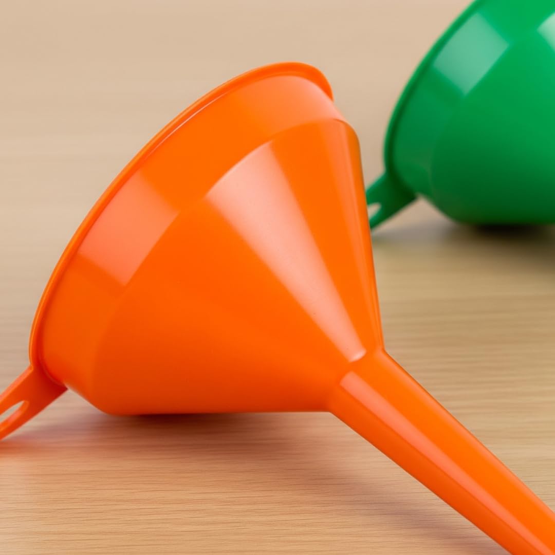 PARENCE.- Grande imbuto in plastica da 16 cm - beccuccio + foro per appendere - cucina, garage o imbuto per liquidi - colore casuale (rosso, blu, verde, arancione)