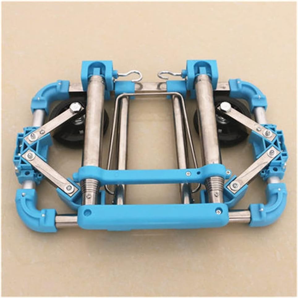 JSEIAJB フルフォールディングステンレススチールラゲッジカーベアリングキャパシティ30kgラゲッジ持ち運びに便利トロリー(Bl