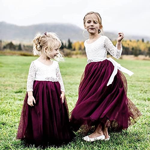 Image of Topmaker Flower Girl Dress for Toddler Baby Girls,Lace Tulle Dress for Wedding,Birthday Party,Photoshoot,Special Occasion
