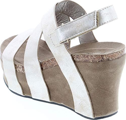 Pierre Dumas Women's Hester-5 Vegan Leather Strappy Wedge Sandals,Gold,9 | Image 2