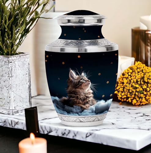 Image of Stargazer's Pet Urn Cat Urns for Ashes - Urns for Burial - Urns for Sale - Cremation Companion Urns - Funeral Ashes Urn - Cremains Containers (10 inch)