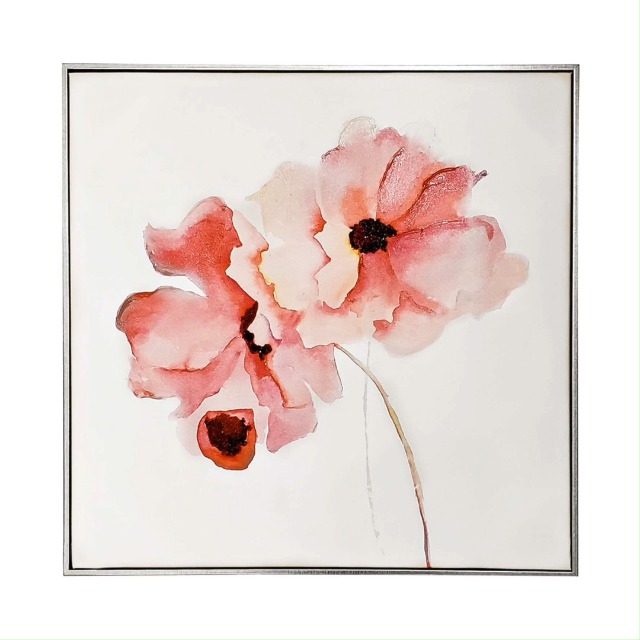 Amazon.com: Pink Flowers Wall Art, Framed Canvas, Hand-Painted 3D