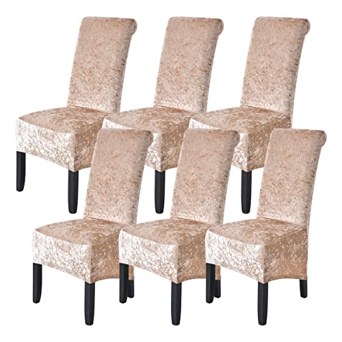 abodos Dining Chair Covers, Crushed Velvet Stretchable Elastic Chairs Protective Cover