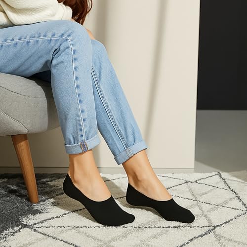 Image of 100% Cotton No Show Socks Womens (6-Pack) - Invisible Liner Socks - Non-Slip Casual Low Cut for Sneakers & Flats