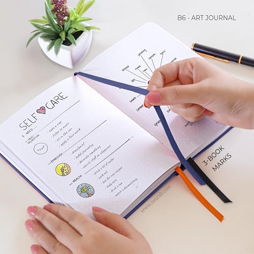 Image of NEORAH - B6 - ART JOURNAL | 200Gsm Dotgrid Notebook |144 Pages(17.5 x 12.5 cm) | Lay Flat |HardCover Bullet - Journal |3 Bookmarks |Elastic Closure| Inner BackPocket | Ideal-Bujo,Drawing (DARK BLUE)