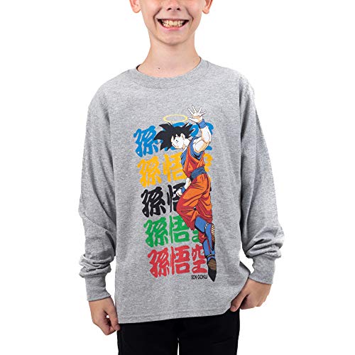Dragon Ball Z Anime Cartoon Boys Grey Long Sleeve Shirt