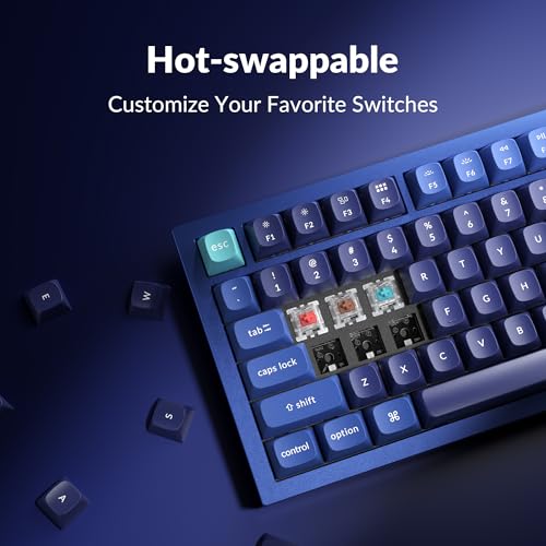 Image of Keychron Q3 Wired Custom Mechanical Keyboard Knob Version, TKL Tenkeyless QMK /VIA Programmable Macro with Hot-swappable Gateron G Pro Red Switch Double Gasket Compatible with Mac Windows Linux (Blue)