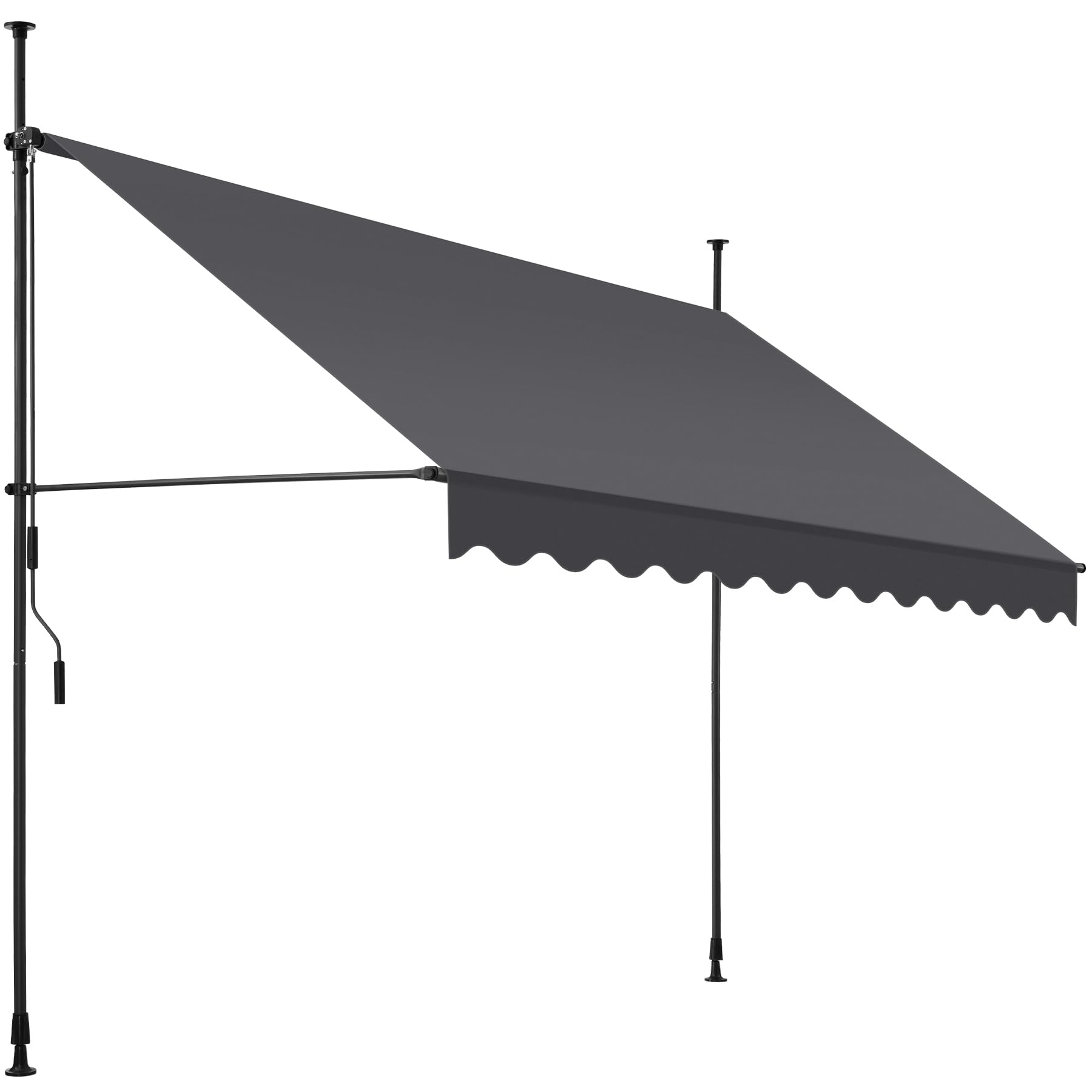 tectake® Tenda da Sole a Morsetto con Manovella, Altezza e Inclinazione Regolabile, Telo Impermeabile e Resistente ai Raggi UV, Ideale per Balcone e Terrazzo, 300x180cm - Nero/Grigio