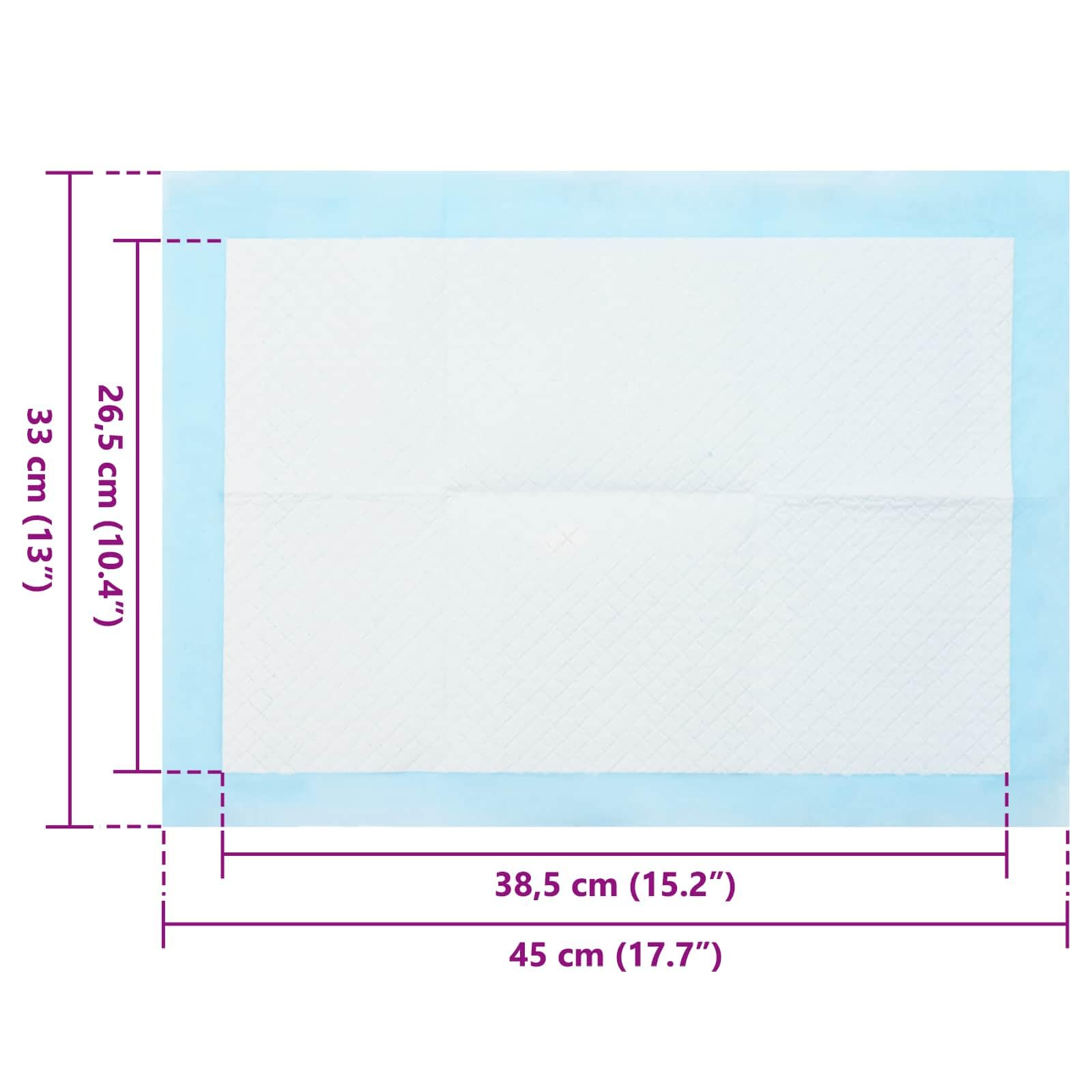 Lot de 50 tapis de dressage en tissu non tissé pour animaux de compagnie, 45 x 33 cm, avec structure à 5 couches, tapis de dressage absorbant pour chiens et chats, tapis de protection