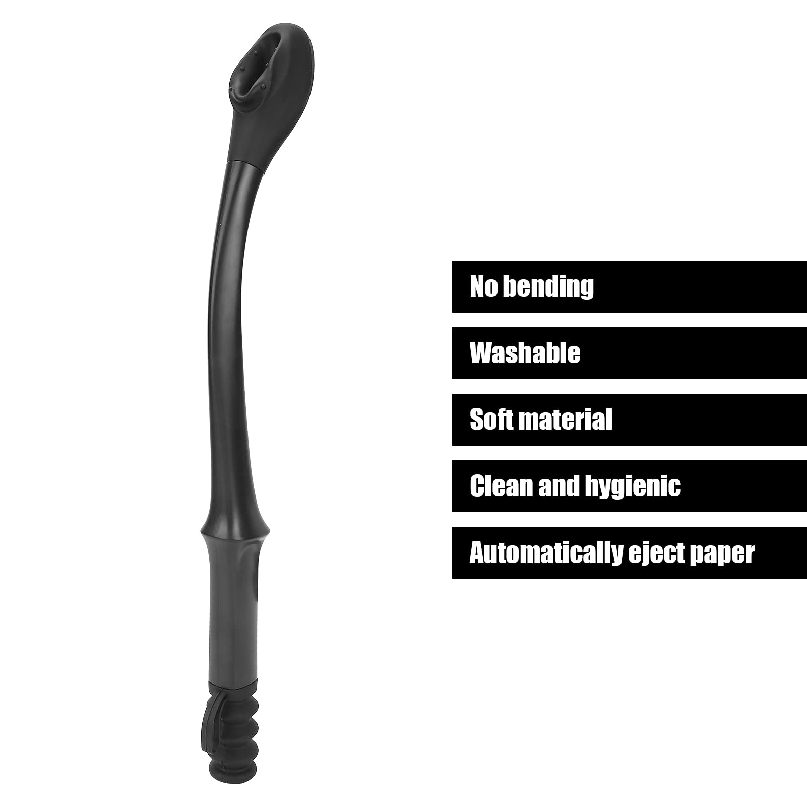 Poignée d'essuyage toilette, Manche long 40 cm, Accessoire confort salle de bain, Poignée antidérapante rigide noire