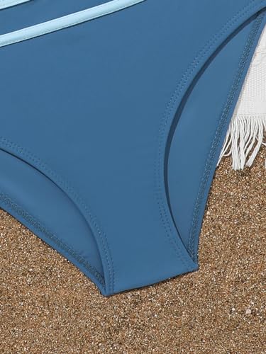 Image of Girls Swimsuits 3 Piece Bathing Suit Bikini Set with Sporty Shorts and Sunglasses Beach Swimwear for Girl 8-15 Years