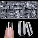 Lifextol 600pc Medium Square Nail Tips Fake Nails Press on Nails Clear Nail Tip Full Cover False Nails Artificial Fingernail, 12 Size Soft Gel Nail Tips Square for Acrylic Nail Gel Nail Extensions