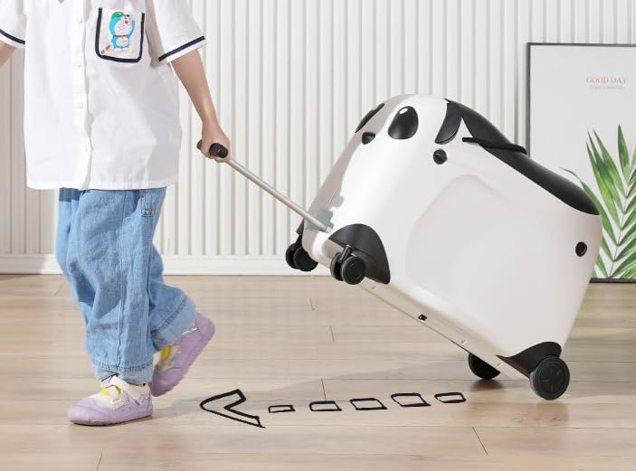 Wandergo Kinderkoffer Panda Reise Koffer Handgepäck für Kinder PP Trolley-Koffer (Schwarz)