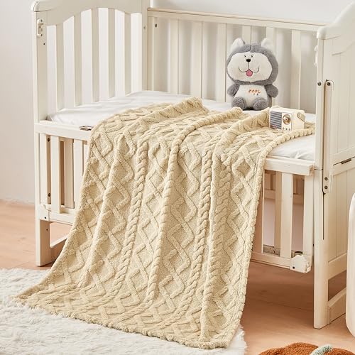 Image of Yurhap Sherpa Baby Blanket, Soft Plush Fleece Baby Blankets for Boys Girls | Soft Baby Boy Blankets for Infant Toddler Newborn Gifts, Fluffy Baby Essentials, For Crib Stroller, 30 inchx40 inch, Khaki