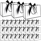swihorab 30 Pcs Gift Bag, Small Portable Paper Gift Bag with Handles, Thank You Party Favor Bags for Wedding Birthday Party Supplies Present Bags for Shopping 11''x7.9''x4'', Black