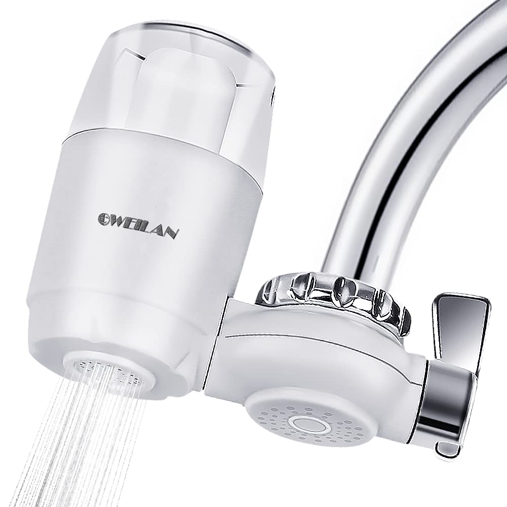 Faucet Water Filter, Oweilan Water Faucet Filtration System for Kitchen and Bathroom Sink, Tap Faucet Mount Water Filter Reduces Chlorine/Heavy Metals/Lead/Bad Taste(1 Ceramic Filter Element Included): Tools & Home Improvement