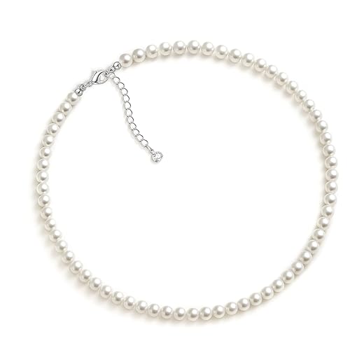 Zeffy Dainty 6mm Pearl Choker Necklace