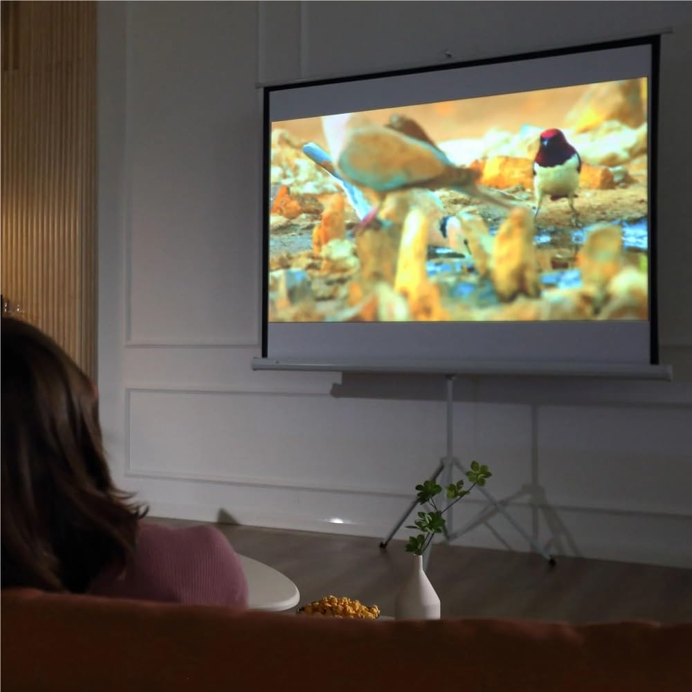 przenośny ekran Ekran projekcyjny ze statywem Składany 84 cale 4K HD | Regulowany projektor wideo, idealny do kina domowego, filmów do użytku wewnątrz i na zewnątrz