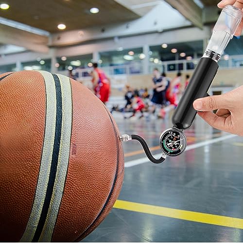 Teksome Bomba de aire para pelotas | Bomba de bola compacta con manómetro de presión, accesorios de pelota de ejercicio, dispositivos de inflado para fútbol, baloncesto, fútbol, voleibol, pelota de - imagen 2
