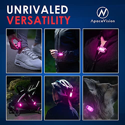 Image of Running Belts Pink: Apace Vision LED Safety Light (2 Pack) with Bonus Items - Clip On Strobe / Running Lights for Runners, Dogs, Bikes, Walking and More