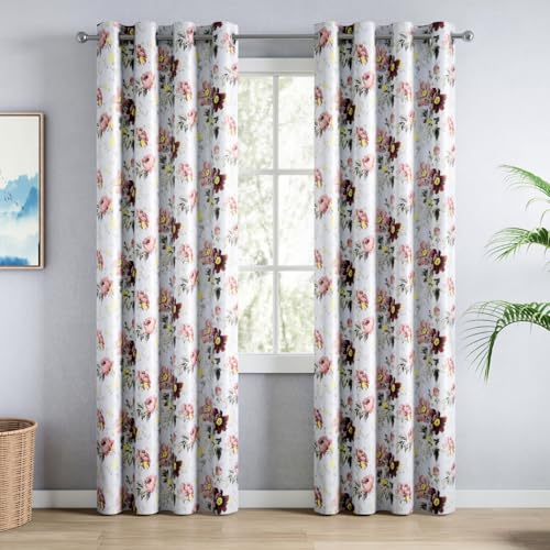 Image of haus & kinder Digital Printed Cotton Door Curtain 7 Feet Long Pack of 2 Door Curtains, 7 Feet Curtain for Door (Vintage Blossom, Multicolor 130x213 CM)