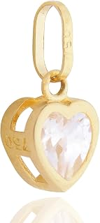 Pingente Coração Topázio Natural Branco Em Ouro 18k