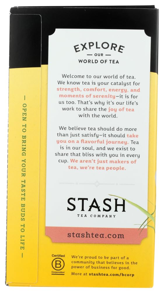 Stash Tea Company Premium Lemon Ginger Herbal Tea Caffeine Free - 20 Bag (Pack of 6)