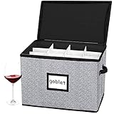 JAYSDAYLY Stemware Storage Cases with Dividers,Wine Glass Storage Box,Hard Shell Stackable Crystal S