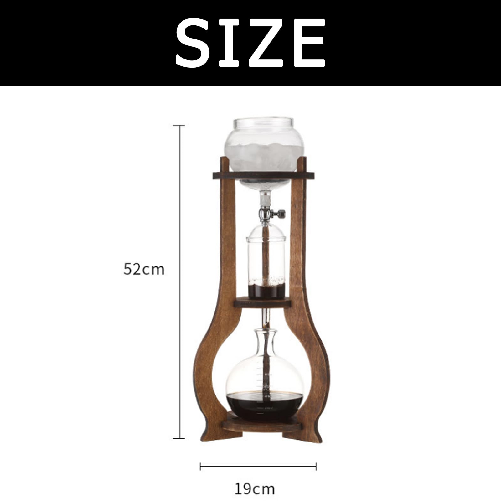 Eiskaffee-kaltbrüh-drip-tower-kaffeemaschine Aus Holz, 800 Ml Eisfilter-drip-kaffeemaschine, 6-8 Tassen, Zur Zubereitung Von Köstlichem Kalt Extrahiertem Kaffee Zu Hause, In Cafés, Bistros Und