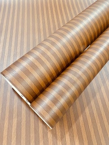 Image of HOME13 Marble Wallpaper Self Adhesive Wallpaper Waterproof Marble Sticker Removable Wallpaper Kitchen Cabinet Countertop (Brown Fluted Wood, 2 Feet x 10 Feet)