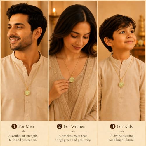 Image of DIVINITI 24K Gold Plated Double-Sided Religious Pendant with Premium Gift Box, Spiritual Locket for Men & Women, Devotional Jewellery for Gifting & Everyday Wear