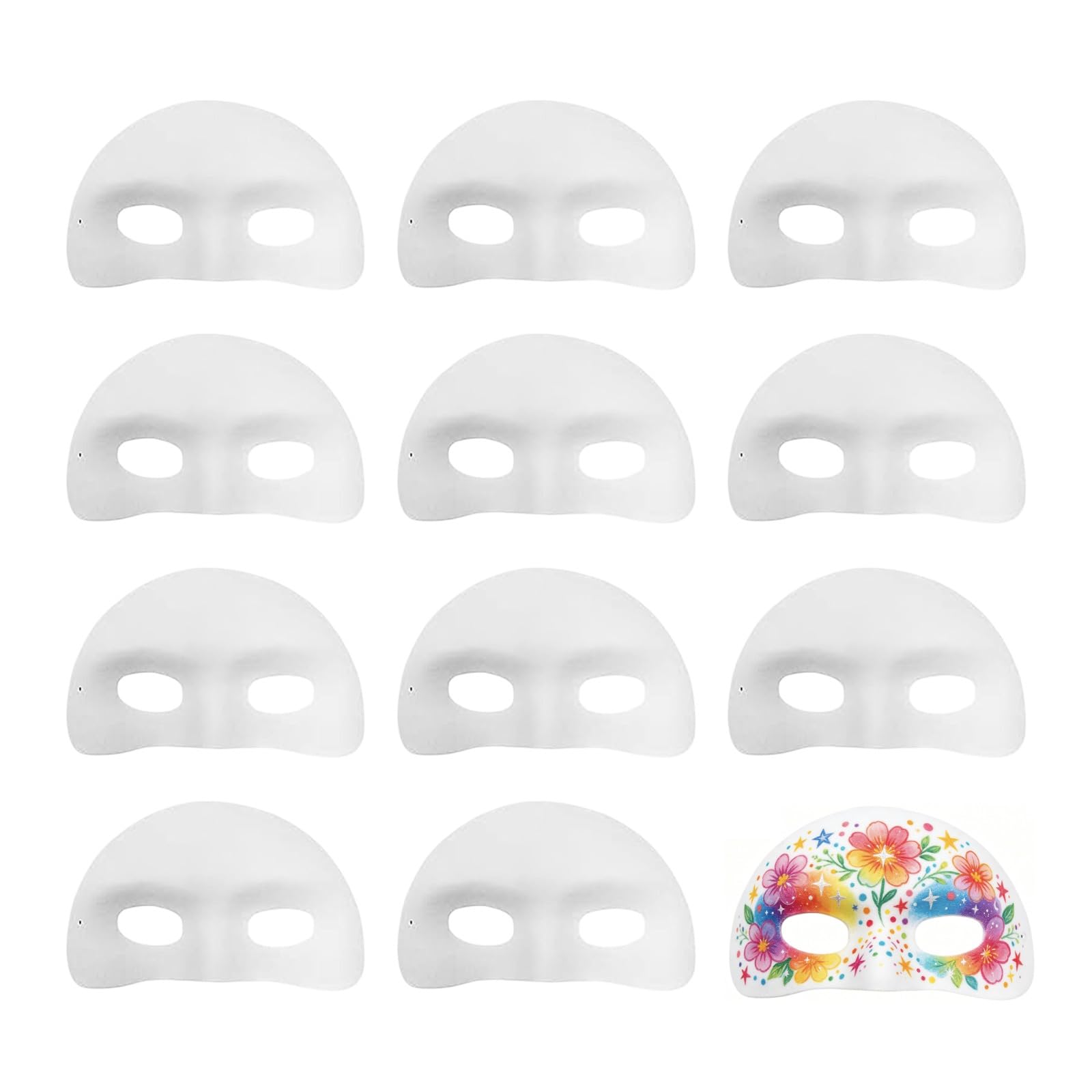 QLHNGUZ Half Face Masks, 12 Pcs White Paper Craft Masks to DIY for Classroom Arts Crafts, Creative Mask Making Kit to Paint & Design for Carnival, Cosplay, Halloween Party Women Men Children