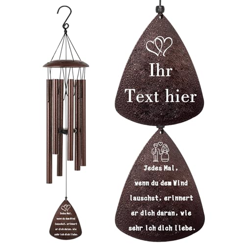 Benutzerdefinierte Windspiele Metall Wind mit Persönlicher Gravur Windspiel Garten für Männer Frauen Mama Ruhestand Haustiere 81cm (Personalisierter Text)