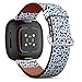 CJBROES Replacement Leather Watch Band, Compatible with Fitbit Versa 3 and Fitbit Sense of Wristband Bracelet Accessory - Christmas Colorful