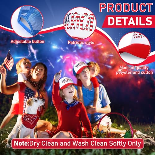 Image of Jeyiour 12 Pack 4th of July Hat Bulk, Patriotic 250th Anniversary Trucker Hats USA Adjustable Baseball Caps for Men Women