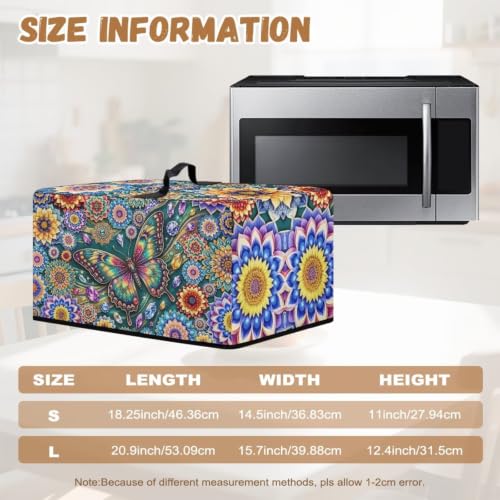 Image of Dustproof Microwave Oven Cover Dust Protection Protective Toaster Oven Cover Protector for Kitchen Countertop, L, 20.9 x 15.7 x 12.4 Inches, Bohemian Floral Butterfly Blue